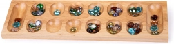 Drvena igra Mancala s obojenim staklenim kamenčićima Bigjigs Toys