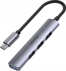 UNITEK USB‑C hub 4× USB‑A (1× 5 Gbps + 3× USB 2.0) aluminijski