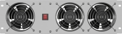 Vertikalni ventilacijski panel 19" 3U za rack, tri ventilatora, 230 V, sivi