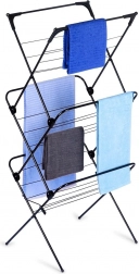 Sklopivi metalni stalak za sušenje rublja, crni, 61 × 58 × 136 cm