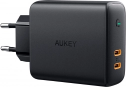 Aukey PA-D5 GaN mrežni punjač 2× USB‑C Power Delivery 63 W s Dynamic Detect