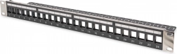 Modularni patch panel 19" s 24 priključnica za keystone module, 1U, oklopljen, s vođenjem kabela