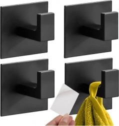 Samoljepljive metalne kukice za kupaonicu 4 kom RUHHY, crne mat