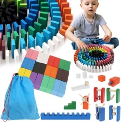 Drvene domine i staza za kuglice, 407 dijelova, s vrećicom