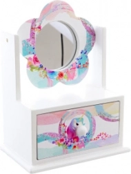 Drvena kutijica za nakit s cvjetnim ogledalcetom Jednorog