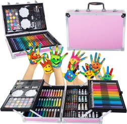 Likovna set u kovčegu 145 kom ružičasta