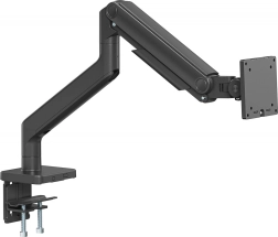 Jednoručni stolni nosač monitora sa stezaljkom i mehaničkom oprugom, 49" / 20 kg, VESA 75x75 i 100x100, crni