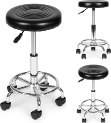 Okretna kozmetička i medicinska stolica s naslonom, crna ModernHome