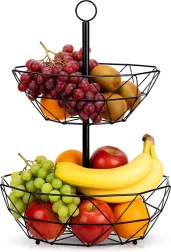 Dvoslojna metalna košara za voće – crni geometrijski stalak