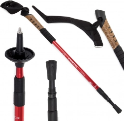 Plutena trekking nordic walking štap s anti-shock sustavom, crvena