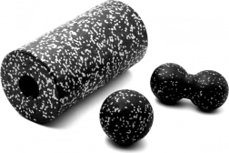 Masažni set 3u1 s valjkom i lopticama – Crno-bijeli