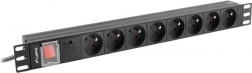 Lanberg PDU letva za rack 19" 1U, 8 utičnica tip E, 16 A, crna