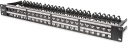 Modularni patch panel Digitus visoke gustoće, 19" 48x Keystone, oklopljen, 1U, crni
