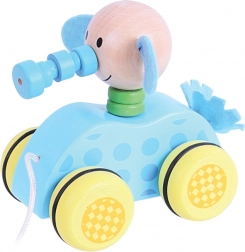 Drveno slonče na povlačenje s užetom