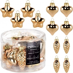 Stakleni božićni ukrasi zlatni 4–4,5 cm, set 12 kom