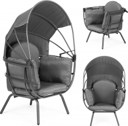 Vrtna fotelja s podesivom nadstrešnicom, siva ModernHome