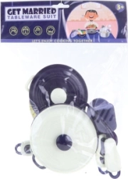 Set dječjeg kuhinjskog posuđa 9 dijelova plavo-bijeli