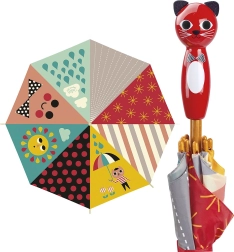 Šareni dječji kišobran s drškom u obliku mačke