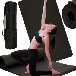 Debela fitness i joga prostirka 185 × 83 × 1,5 cm crna s futrolom