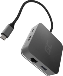 USB‑C čvorište GREEN CELL 6u1 s HDMI, RJ45 i napajanjem USB‑C PD