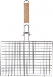 Zatvorena košara za roštilj 32 × 49 cm s drvenom drškom