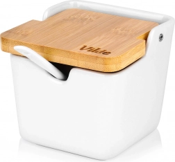 Keramička posudica za šećer 250 ml s bambuskim poklopcem i žličicom