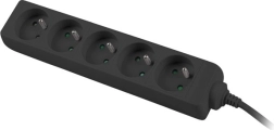 Produžni kabel 3 m, crni, 5 utičnica, bakreni kabel