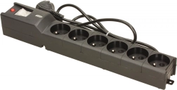 Prenaponska produžna letva LESTAR, 6 utičnica, 1,5 m, crna