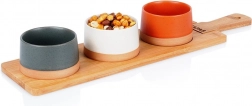 Set keramičkih zdjelica za tapas s bambusnom daskom 48 cm, 4 dijela