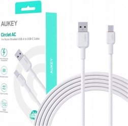 Aukey USB‑C na USB‑A kabel 1 m 60 W PD s najlonskim opletom bijeli