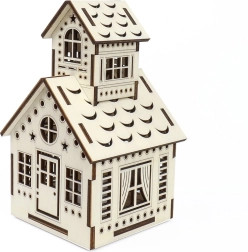 Drvena kućica sa zvonikom s LED svijećom – KÚZLO DREVA