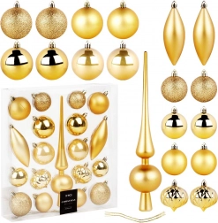 Zlatni nepolomljivi božićni ukrasi sa špicom, 19 kom