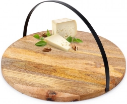 Drvena poslužavna daska s metalnom sklopivom ručkom 38,5 cm