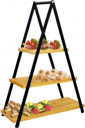 Trokatni bambusov poslužavni stalak 38 × 16,5 × 53 cm