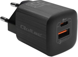 Mrežni punjač QOLTEC 35 W GaN Ultra, 1× USB‑C PD + 1× USB‑A, crna