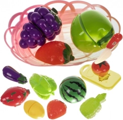 Set voća i povrća za rezanje u košarici s daskom i nožem