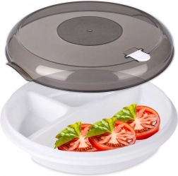 Podijeljeni tanjur za mikrovalnu pećnicu 25 cm s ventilacijskim poklopcem