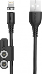 Magnetni 3-u-1 kabel za punjenje FONENG X62, USB na USB‑C / Lightning / Micro USB, 2,4 A, 1 m, crni