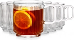 Šalice od stakla 350 ml, set 6 kom, rebrasto staklo Vilde