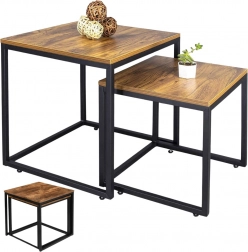 Set kvadratnih klub stolića 2 u 1 rustikalni