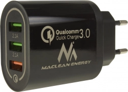 Mrežni punjač MACLEAN ENERGY 3× USB s brzim punjenjem Quick Charge 3.0