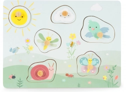 Drvena senzorna slagalica ECOTOYS s taktilnim teksturama, 6 dijelova