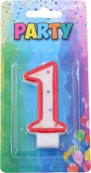 Rođendanska svijeća broj 1 crvena s točkicama