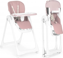 Dječja hranilica s podesivom visinom, eko koža, dvostruki pladanj, ružičasta ECOTOYS