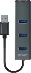 Savio hub USB-A 3.1 Gen 1 s 3 porta i RJ‑45 gigabit ethernet adapterom