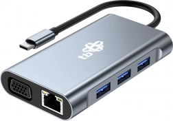 USB‑C hub 8-u-1 s HDMI, VGA, RJ45 i PD napajanjem