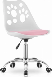 Uredska Stolica Bijela i Ružičasta s Rotirajućom Kromiranom Bazom