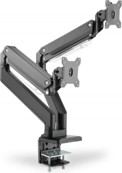 Držač za dva monitora s kliještima i plinskom oprugom