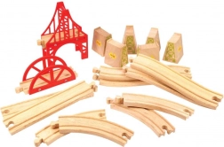 Drvena mostna željeznička set s 18 dijelova Bigjigs Rail