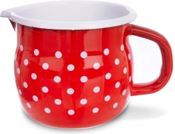Emajlirana šalica s izljevom crvena s točkicama 800 ml